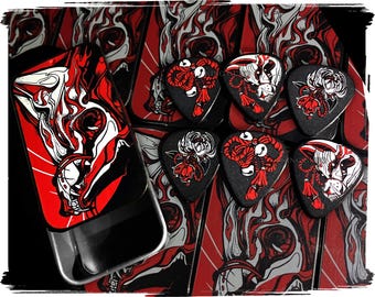 King Guro: Kitsune Fox Mask Guitar Pick Tin | Includes 6 Heavy Picks