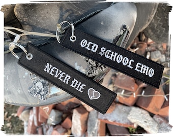 King Guro: Old School Emo Flight Tag | Embroidered Emo Jet Tag  | Acrylic Charm Attachment