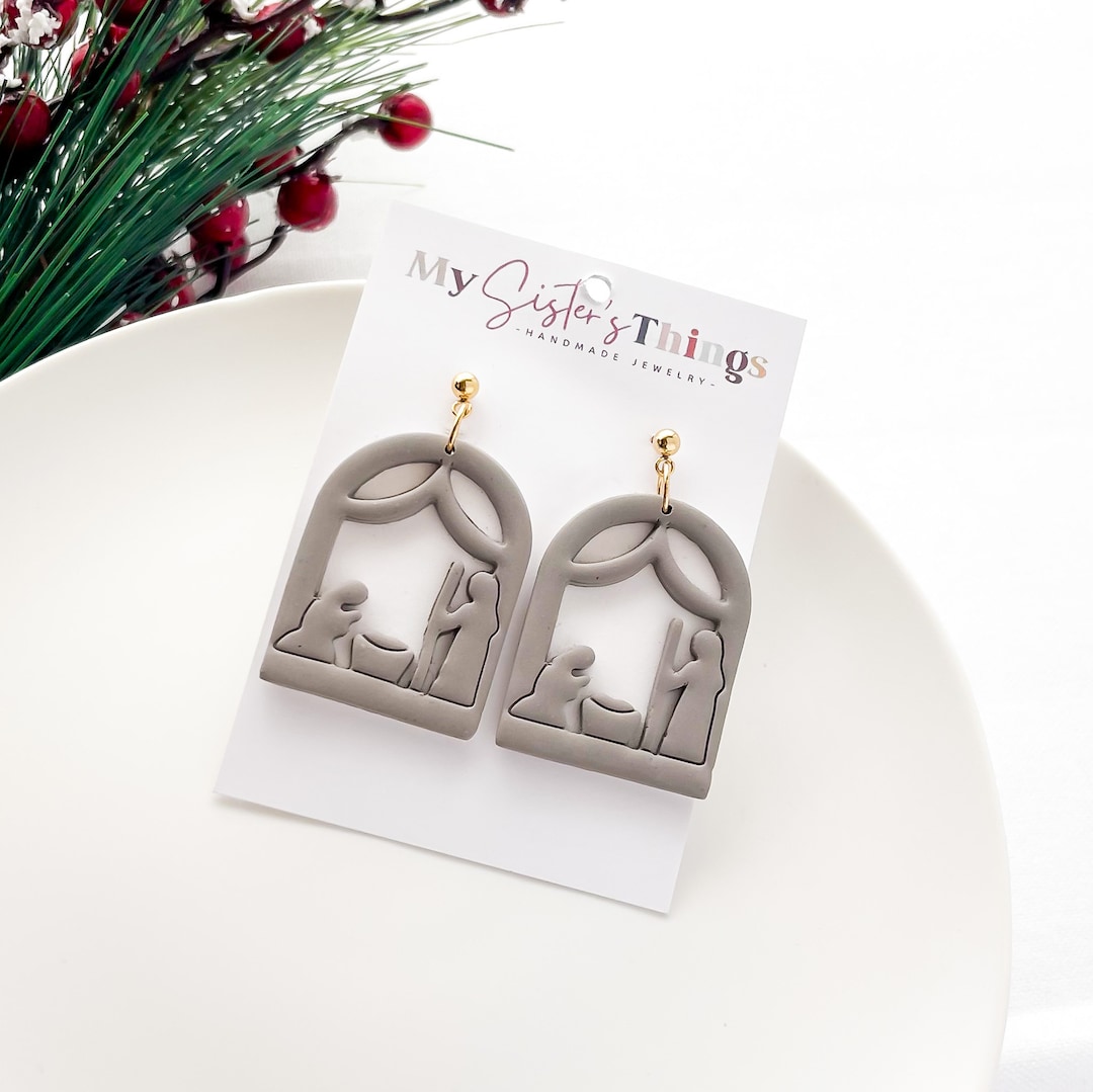 Nativity Scene Earrings, Stocking Stuffers for Mom, Christian Christmas Gifts for Women, Birth