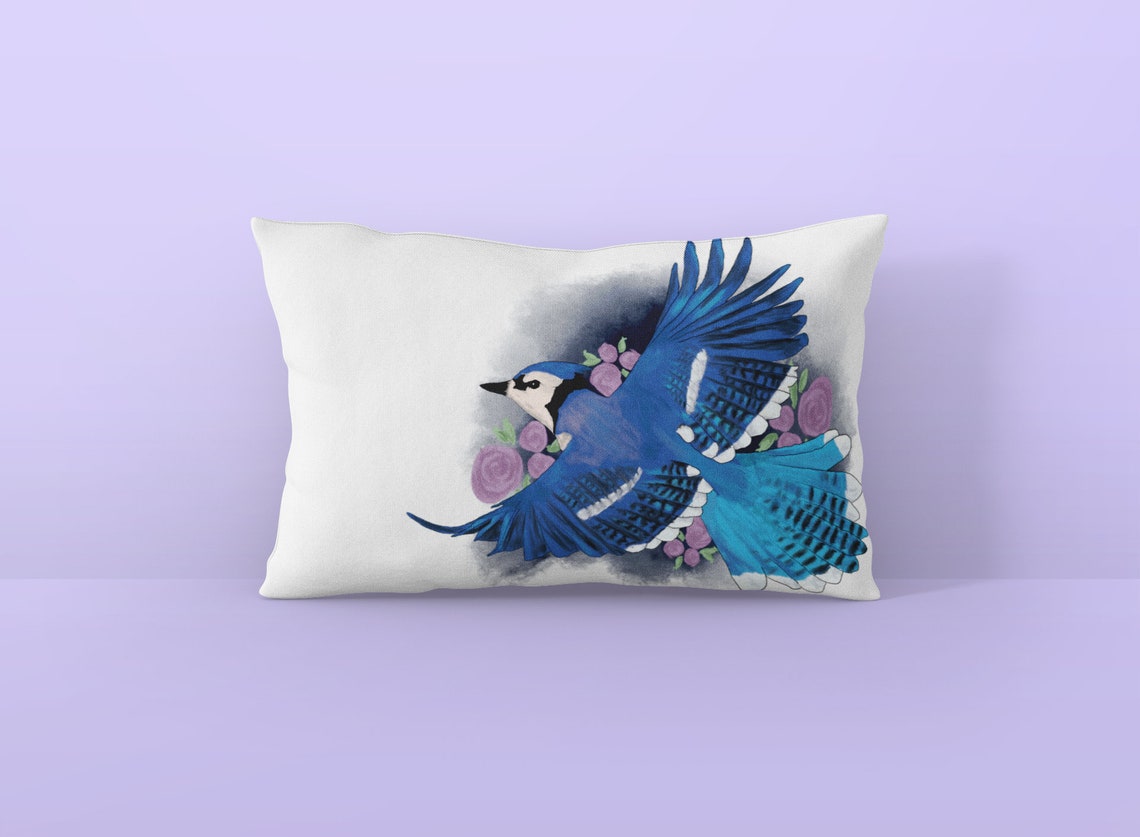 Blue Jay Pillow Bird Throw Pillow Cover Bird Watcher Gift Etsy