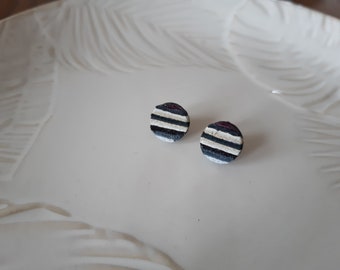 Studs leather colorful striped round