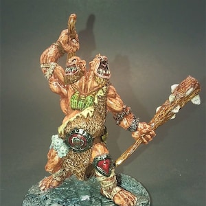Reaper Bones Nor&#39;okk, Ettin Painted Miniature Tabletop Ready Custom Base