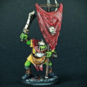 Reaper Bones Miniatures Orcs of the Ragged Wound Standard Bearer Painted