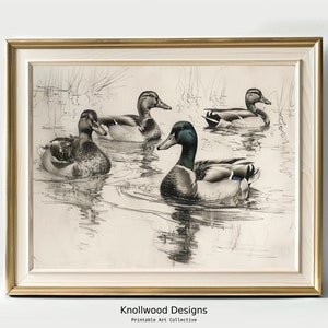 Arte de impressão de esboço de patos vintage | Impressão vintage | Cottagecore | Neutro | Arte antiga | Download digital | Vários tamanhos disponíveis