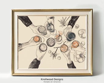 Cheers Print | Bar Cart Wall Decor | Cheers Sign | Cheers Printable Wall Art | Bar Cart Art | Digital Download | Various Sizes Available