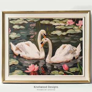 Swan Art | Vintage Swan Lake | Trendy Retro | Digital Download | Various Sizes Available