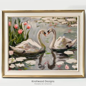Swan Art | Vintage Swan Lake | Trendy Retro | Digital Download | Various Sizes Available