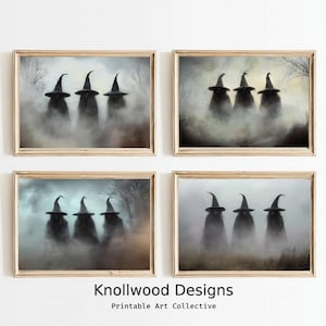 Set of 4 | Halloween Witchy Prints, Witch Wall Art, Halloween Wall Decor, Farmhouse Dark Halloween Print | Digital Download | Various Sizes