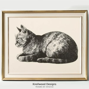 Vintage Cat Print | Cat Print Art | Boho Cat Art | Animal Boho Print | Catlover Gift | Antique Cat Print| Digital Download | Various Sizes