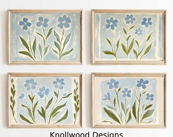 Arte mural floral azul / Estilo costero sureño (Descarga digital)