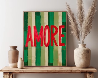 Amore Stripe Print | Psychedelic Typography Poster (Digital Download)