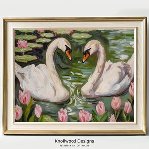 Swan Art | Vintage Swan Lake | Trendy Retro | Digital Download | Various Sizes Available
