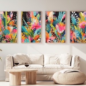 Set of 4 | Maximalist Wall Art | Eclectic Wall Art | Colorful Wall Art Decor | Trendy Wall Art | Digital Download | Various Sizes Available