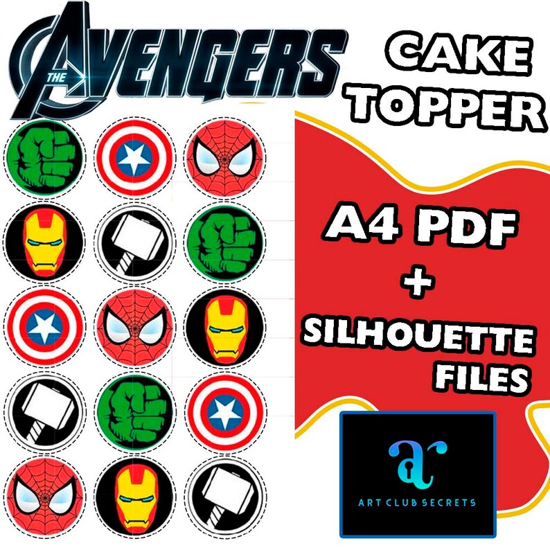 AVENGERS Cake Topper avenger Cake Decor Printable | Etsy