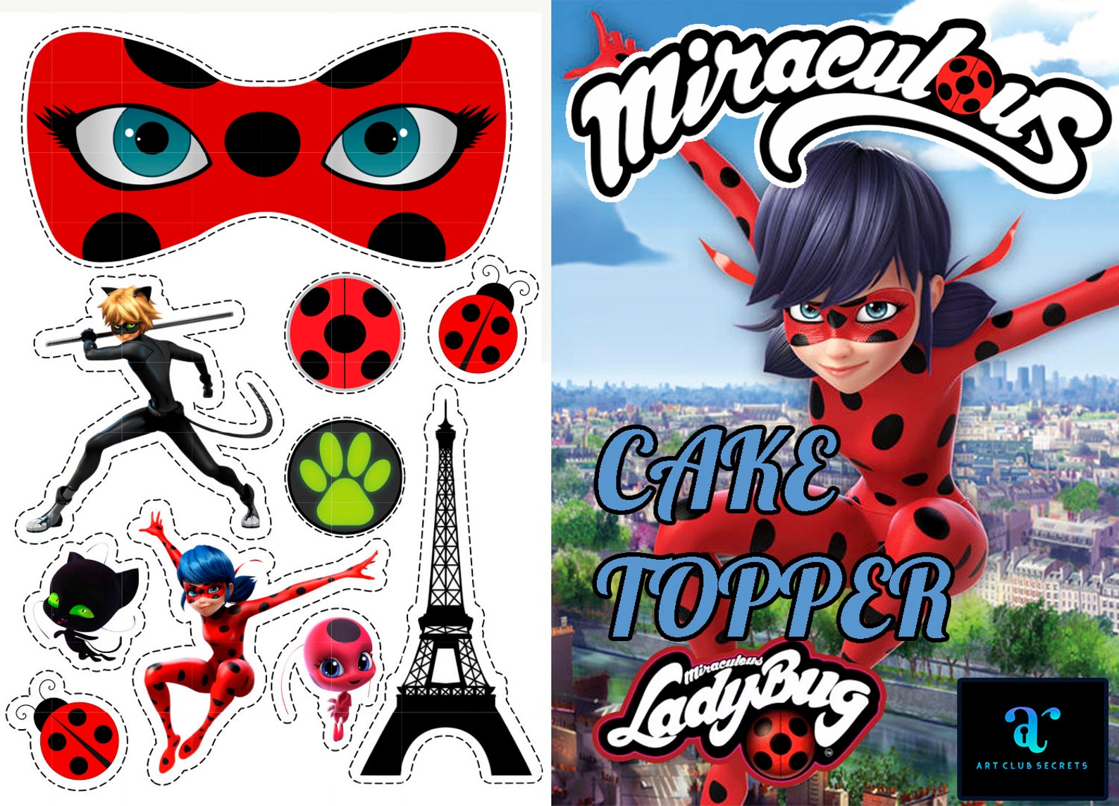 Miraculous Ladybug Cake Topper Printable Miraculous Ladybug Cake Topper Printable