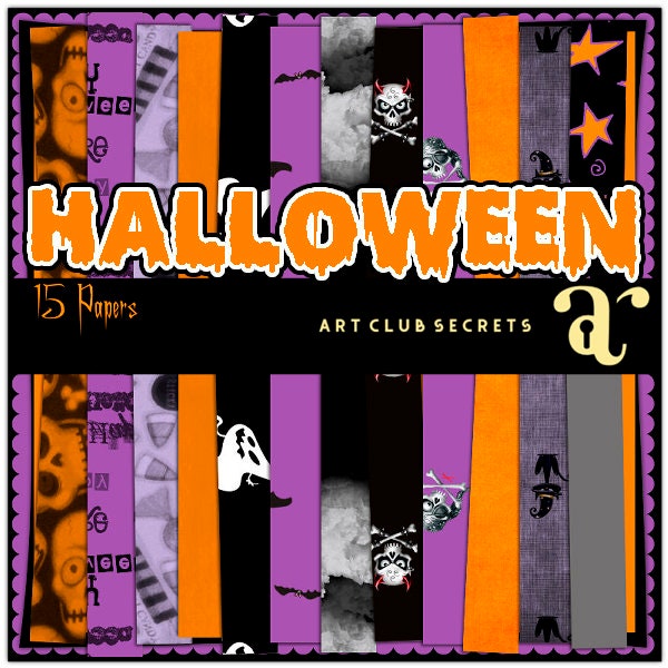 Halloween inspired Scrapbook Paper Set/ INSTANT DOWNLOAD/ Etsy