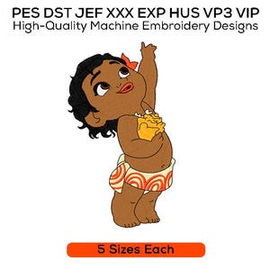 Baby Moana Embroidery Design | Digital Machine Embroidery File | Cute Baby Pattern