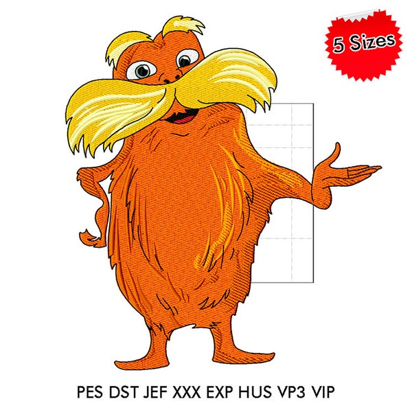 Lorax Inspired Machine Embroidery Design: Whimsical Decor for Eco-Friendly Homes Machine Embroidery Files, Instant Download