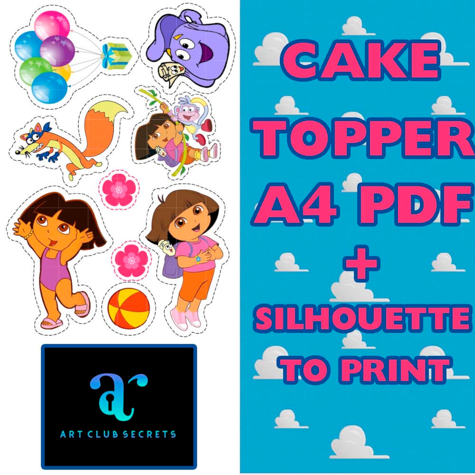 DORA The Explorer Cake Topper Digital File You Print DORA Etsy