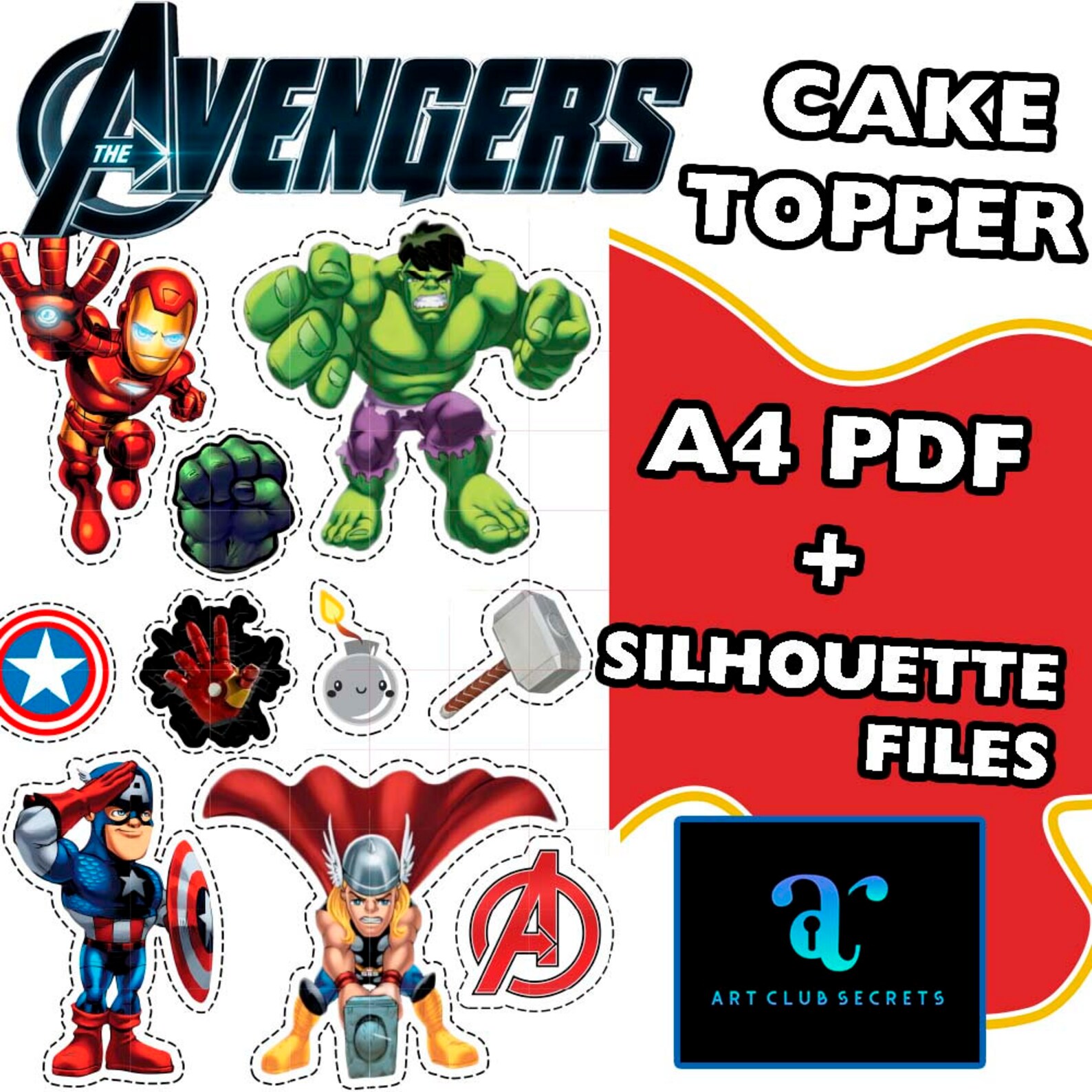 AVENGERS Cake Topper Avenger Cake Decor Printable - Etsy