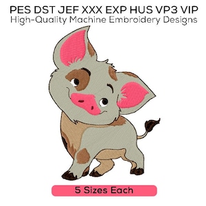 Pua Embroidery Design | Digital Machine Embroidery File | Adorable Pig Character