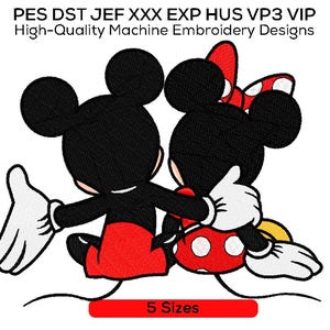 Mickey & Minnie Hug Embroidery | Valentine's Day Couple Stitch Design | Love Mouse Instant Download