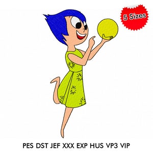 JOY from INSIDE OUT Machine Embroidery Design Files, Instant Download, Joy, Angry, Sadness, Disgust, Fear, Anxiety, Bing Bong