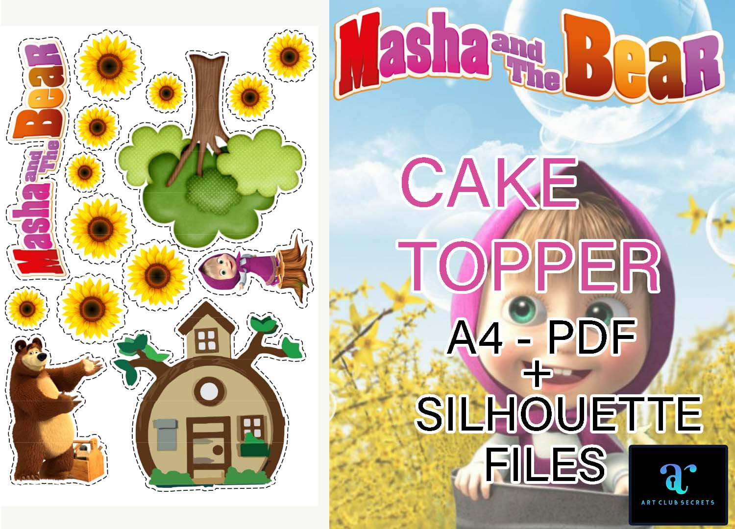 Masha and the Bear Cake Topper MASHA and the bear Digital | Etsy