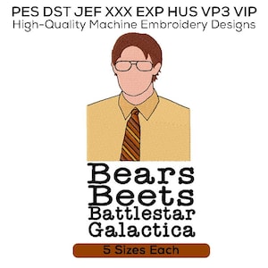 BEARS, BEETS, BATTLESTAR Embroidery, Embroidery Design, Machine Embroidery, Tv Show Embroidery, Instant Download