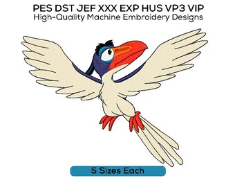 Zazu Embroidery Design | Digital Machine Embroidery File | Hornbill Bird Pattern