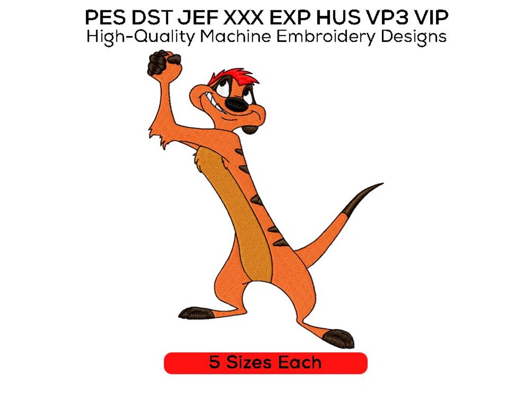 Timon Embroidery Design | Digital Machine Embroidery File | Meerkat ...