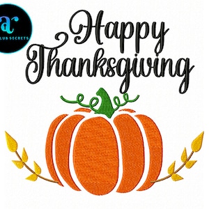 Happy Thanksgiving Pumpkin Design For Embroidery Machine Digital Instant Download, Classic Thanksgiving  Embroidery, Embroidery To Print