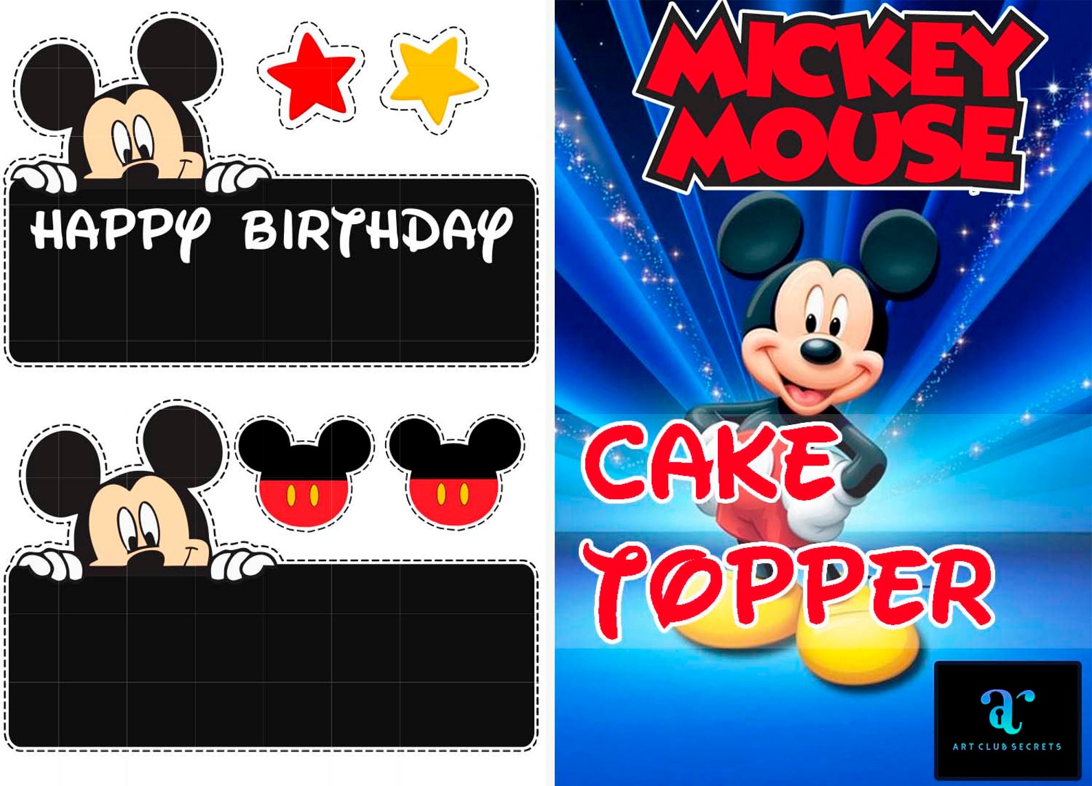 Mickey Mouse Cake Topper Cake Decor Printable | Etsy