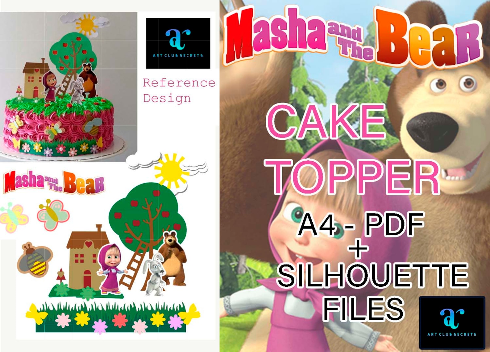 Masha and the Bear Cake Topper MASHA and the bear Digital | Etsy