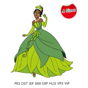 Stunning Princess in Beautiful Green Dress - Machine Embroidery Design, Embroidery To Print Files, Fairy Tale Embroidery, Instant Download