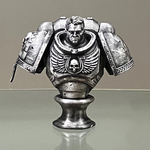 Space Soldier Bust 3d printed and finished in pewter and silver color