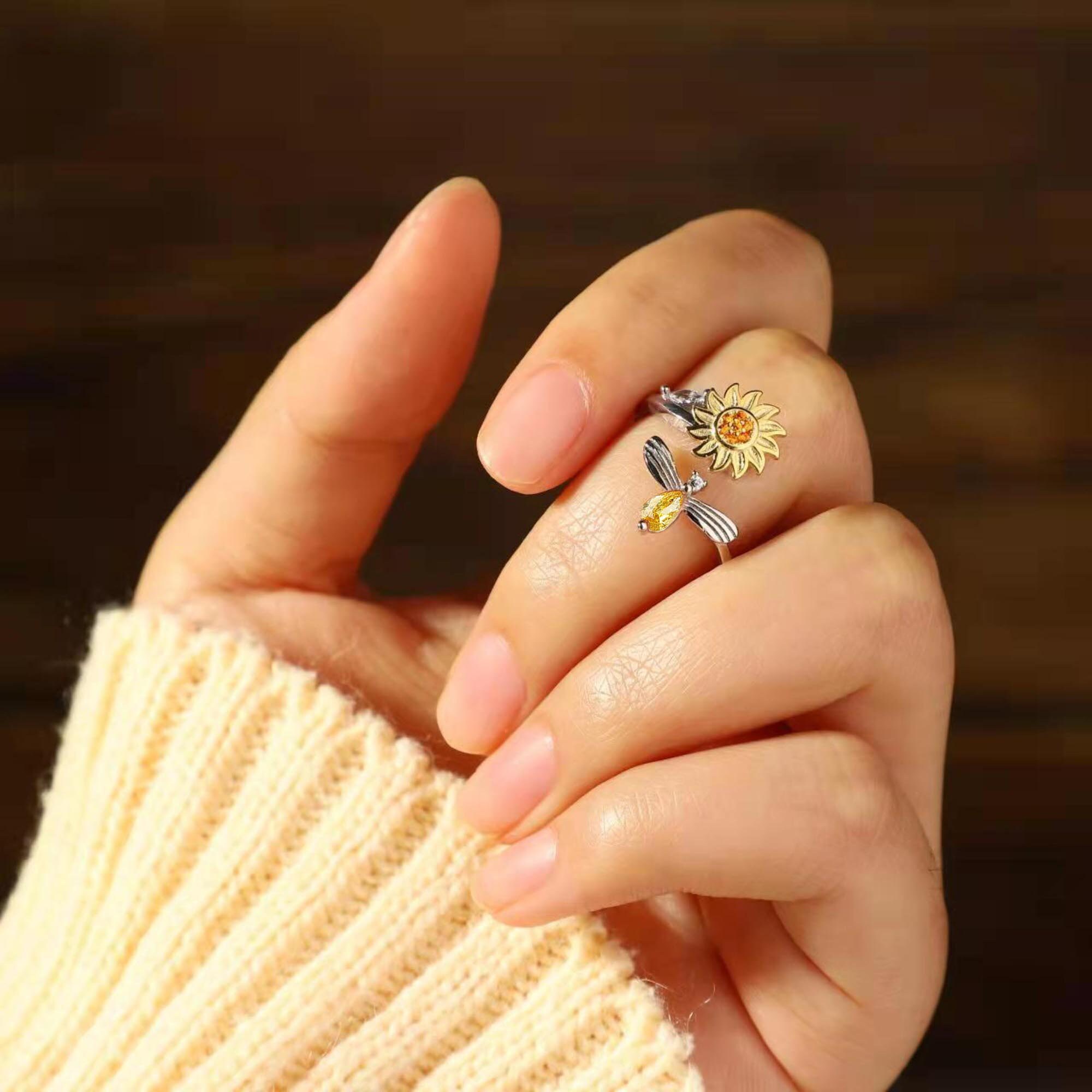 To My Daughter Sunflower Fidget Ring 