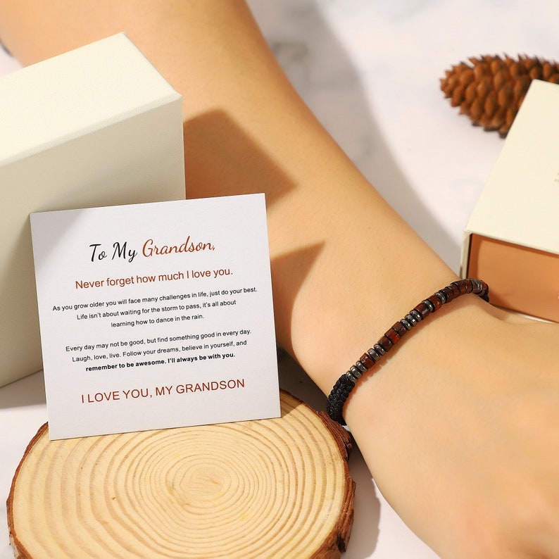 To My Grandson I Love You Morse Code Bracelet Grandson image 5