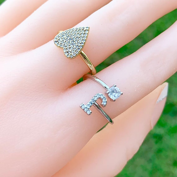 Anillo De Sello Femenino Apertura De 26 Letras De Oro Anillo Anillo De Sello Femenino Apertura De 26 Letras De Oro Anillo