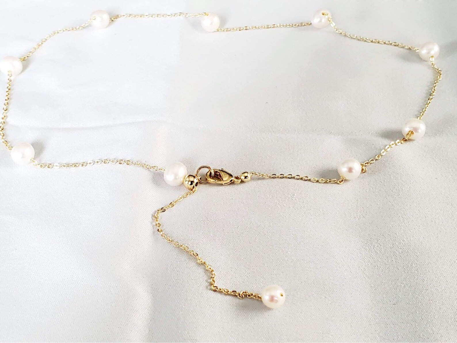 Floating Pearl Necklace 14k Gold Fill Bridal Necklace Etsy