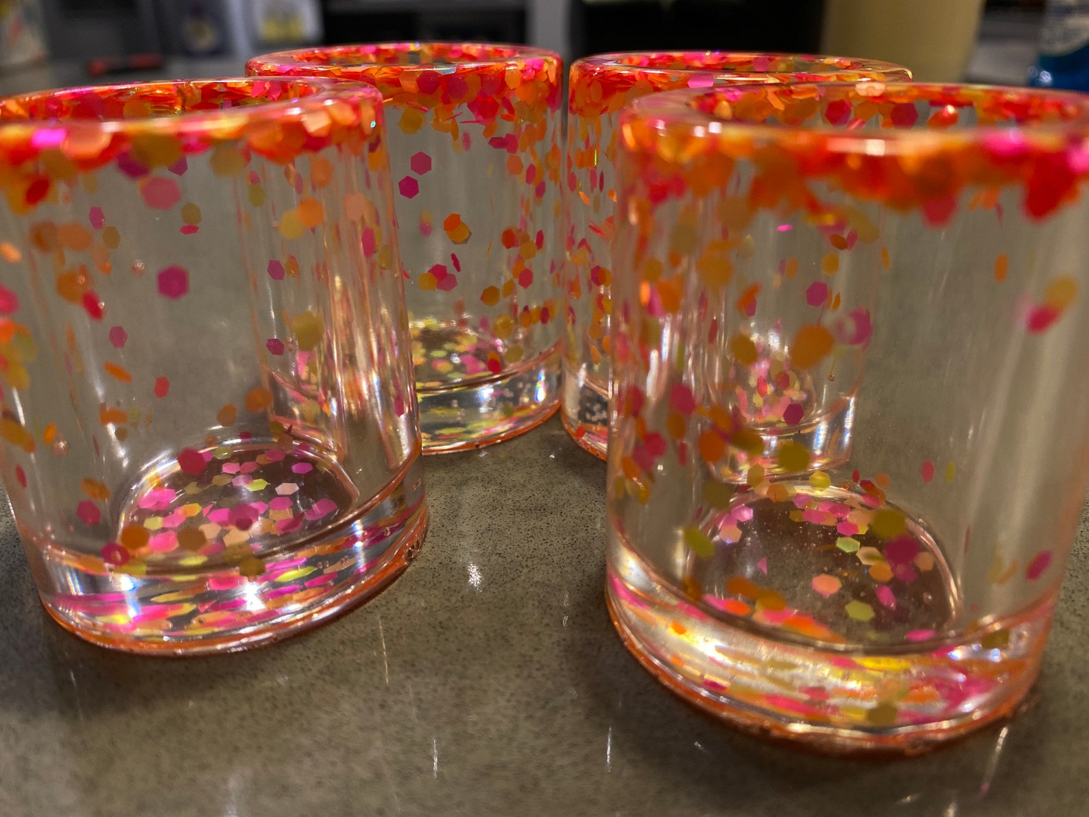 Clear Glitter Shot Glasses set di 4 Etsy