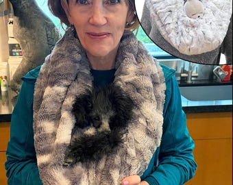 Faux Fur Pet Bonding Scarf, Small Animal Carrier Sling, Made in USA