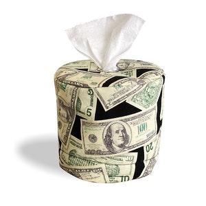 Convenient toilet paper roll cover, money print, tissue cover, Made in USA