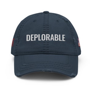 Deplorable Embroidered Distressed Dad Hat  | Trump Hat | Trump 2020 Hat | Keep America Great Hat | MAGA Hat | 45 Hat | American Flag Hat