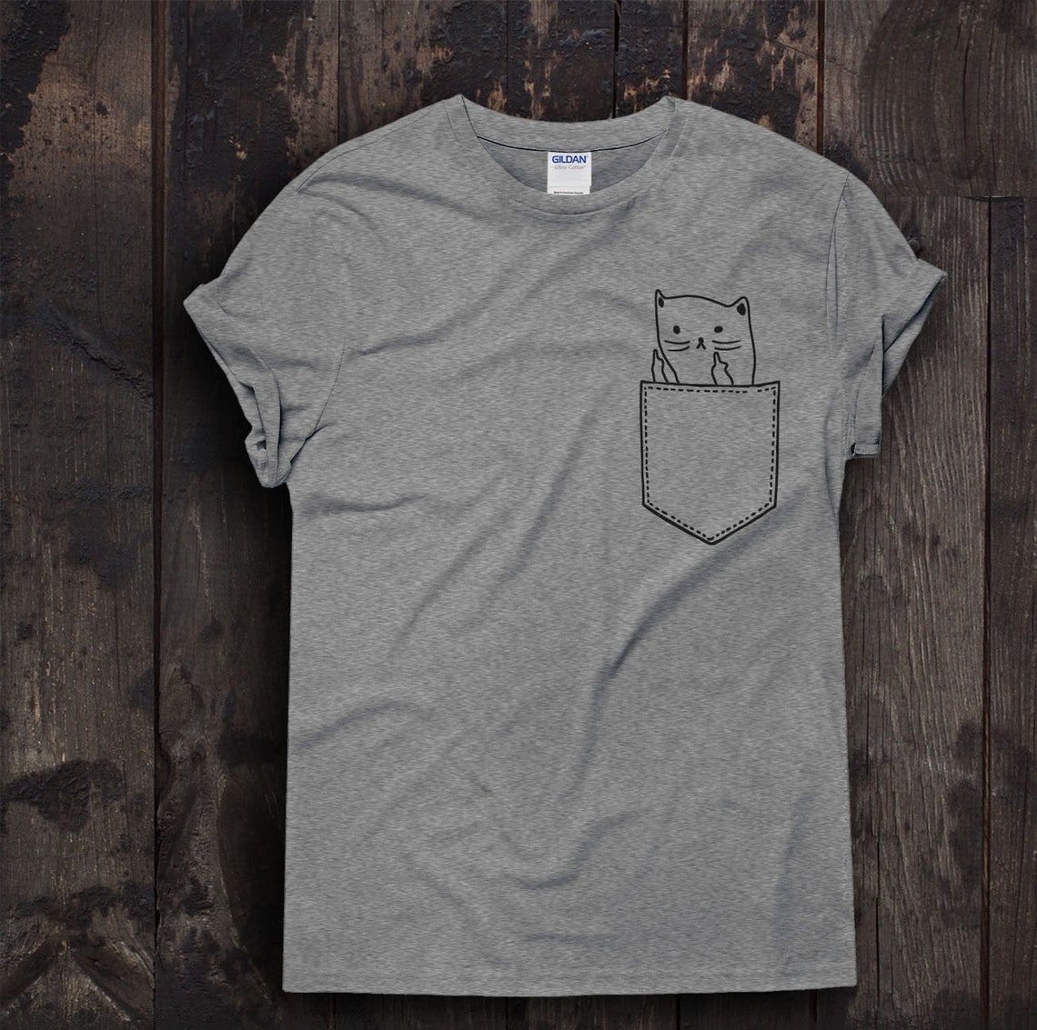 cat pocket middle finger