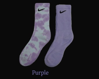 White nike socks with purple swoosh Clearance