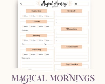 Magical Mornings Routine Planner, Miracle Morning Inspired Productive Morning Planner Printable