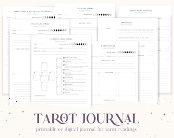 Tarot Journal Pages Digital Download For Grimoire, Book of Shadows, Witchy Journal, Printable or Digital