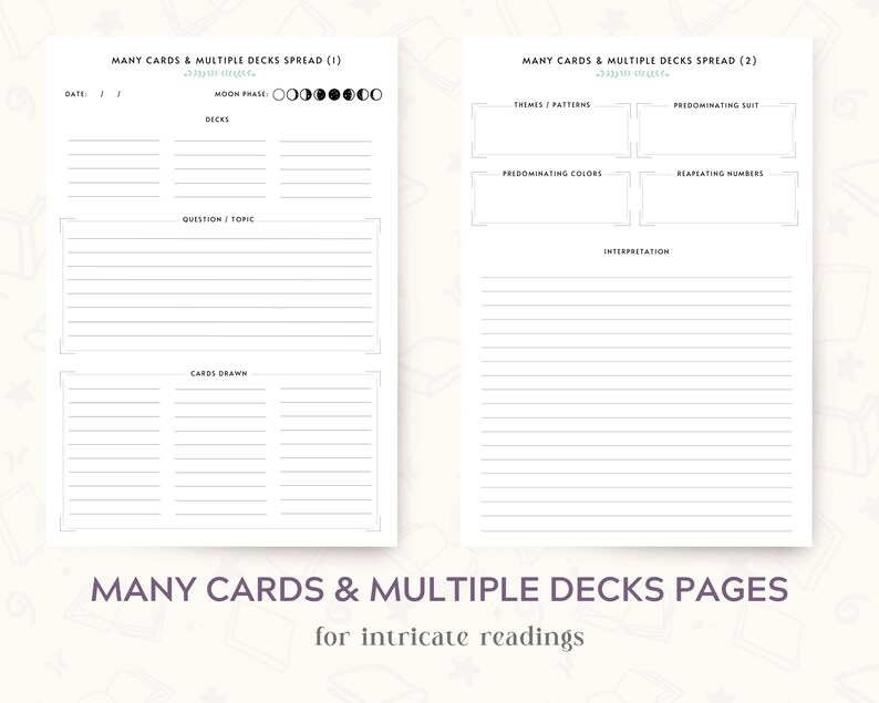 Tarot Journal Pages PDF Printable Digital Download For Grimoire, Book of Shadows, Witchy Journal