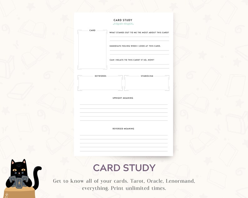 Tarot Journal Pages PDF Printable Digital Download For Grimoire, Book of Shadows, Witchy Journal
